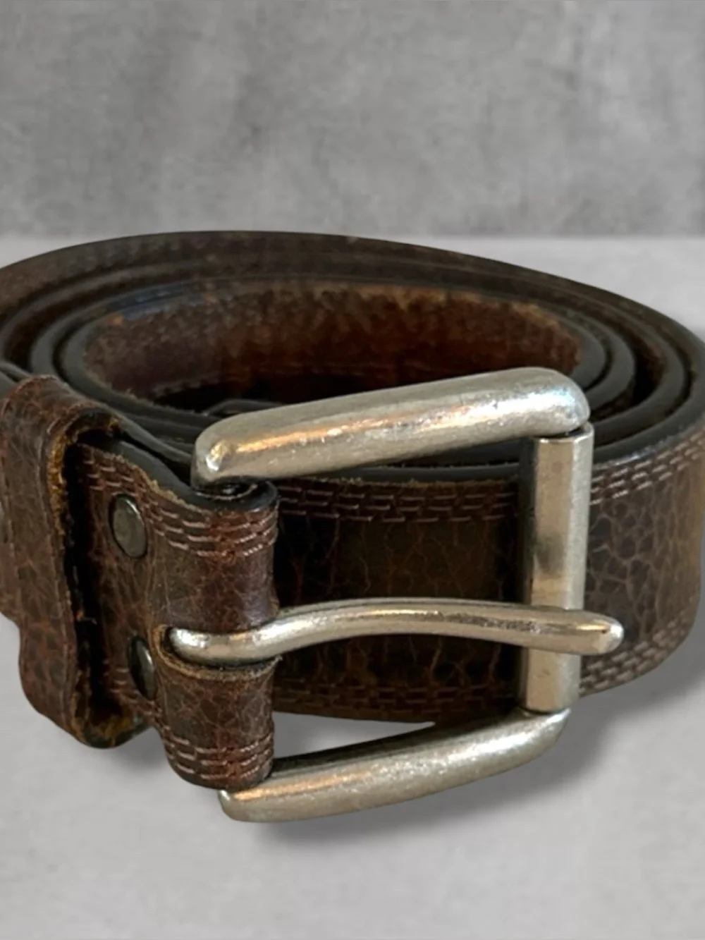 ARIAT Brown Leather Belt with Silver Buckle 36